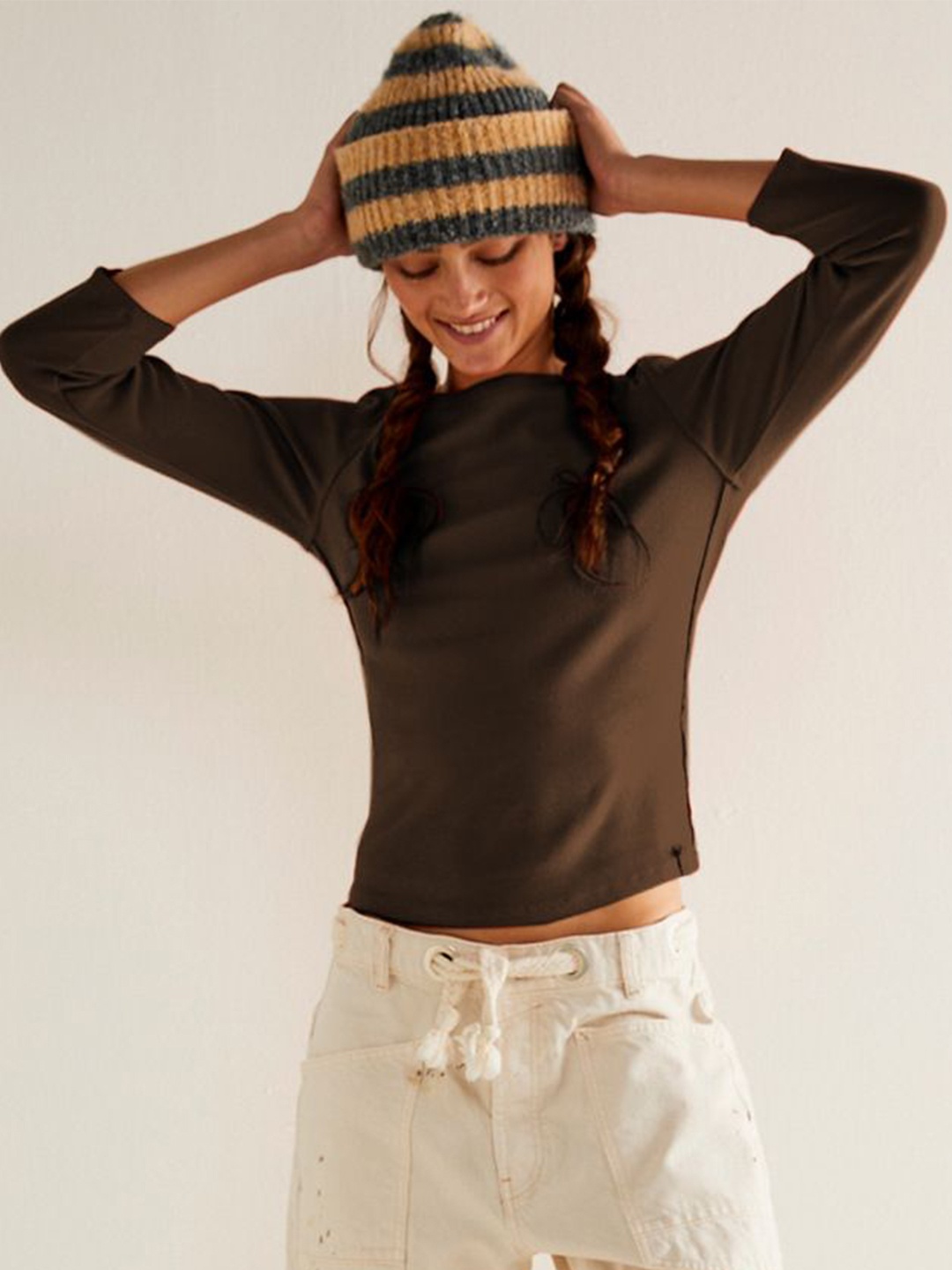 

HERE&NOW Crop Top, Coffee brown