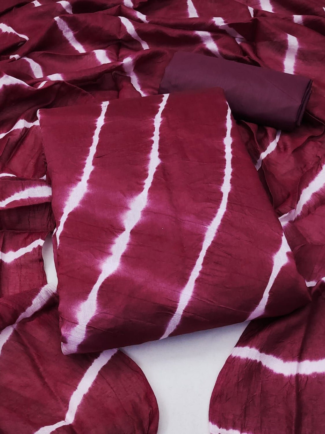 

Aika Striped Dyed Unstitched Dress Material, Mauve