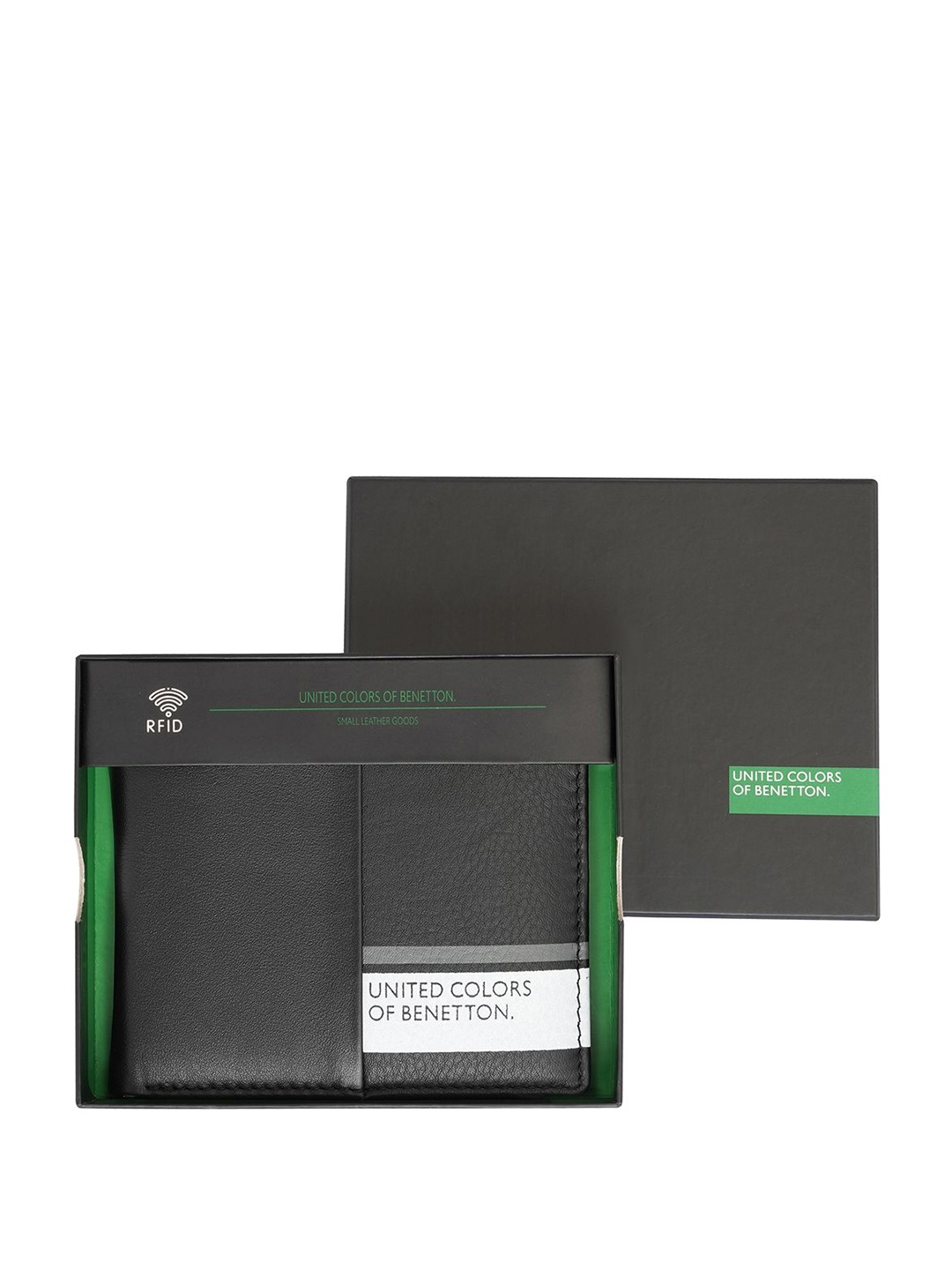 

United Colors of Benetton Men Leather Two Fold Wallet, Black