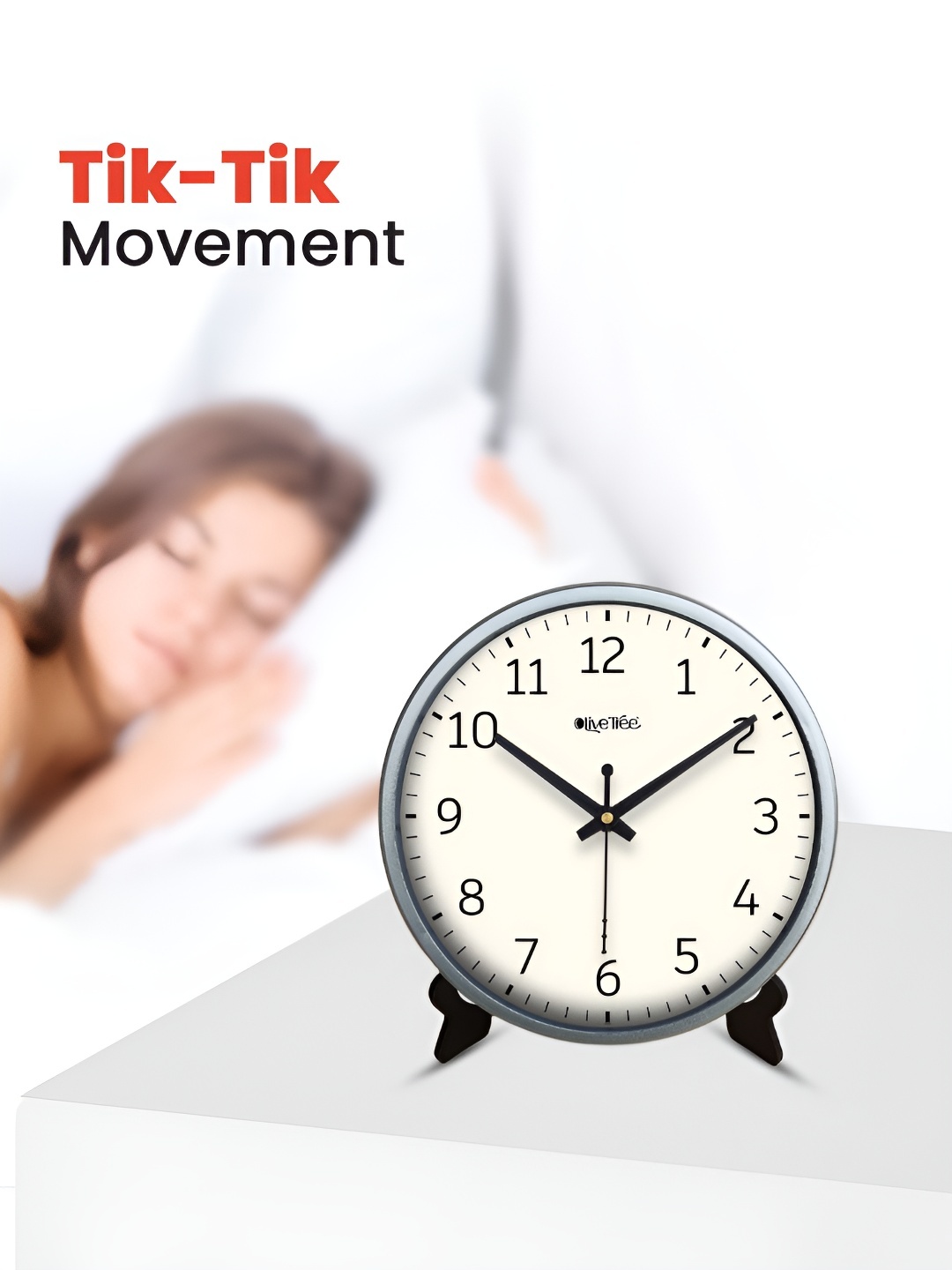 

OLIVE TREE Silver-Toned Printed Contemporary Table Clock