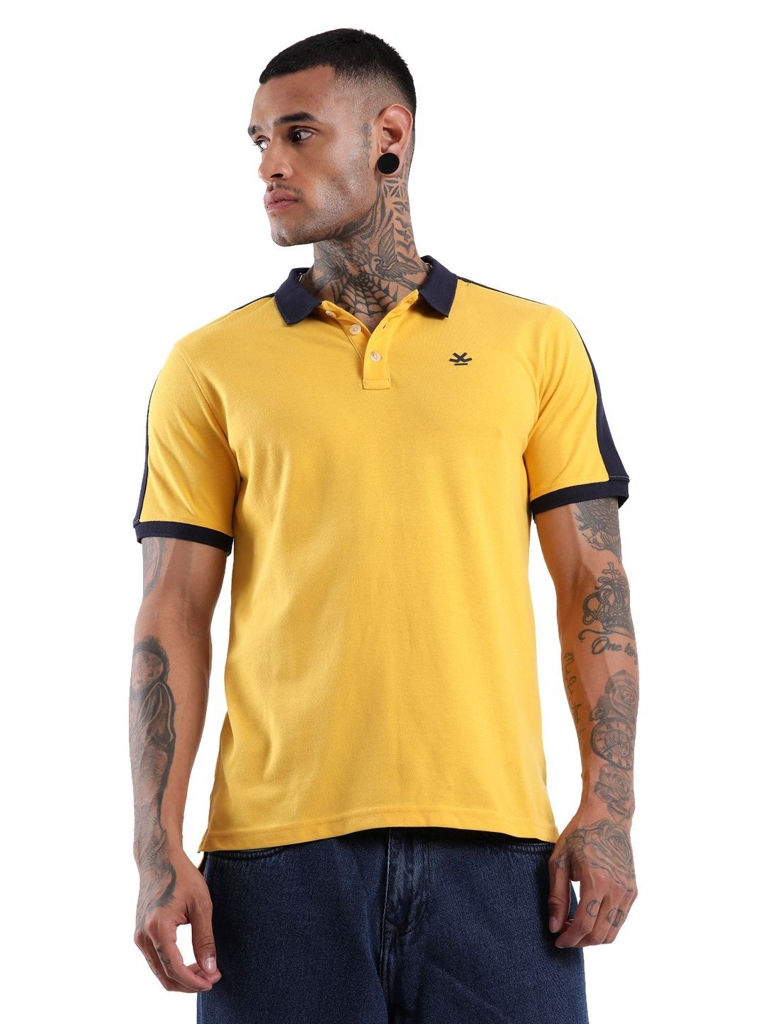 

WROGN Men Solid Polo Collar Cotton T-Shirt, Yellow