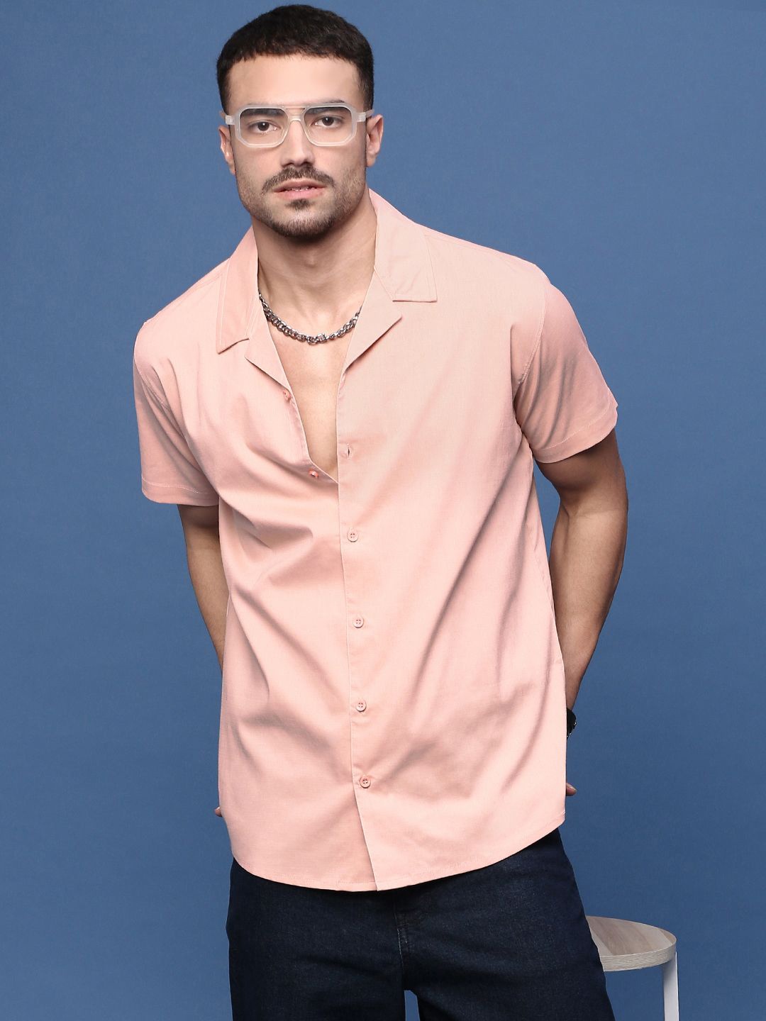 

SHOWOFF Men Standard Opaque Casual Shirt, Peach