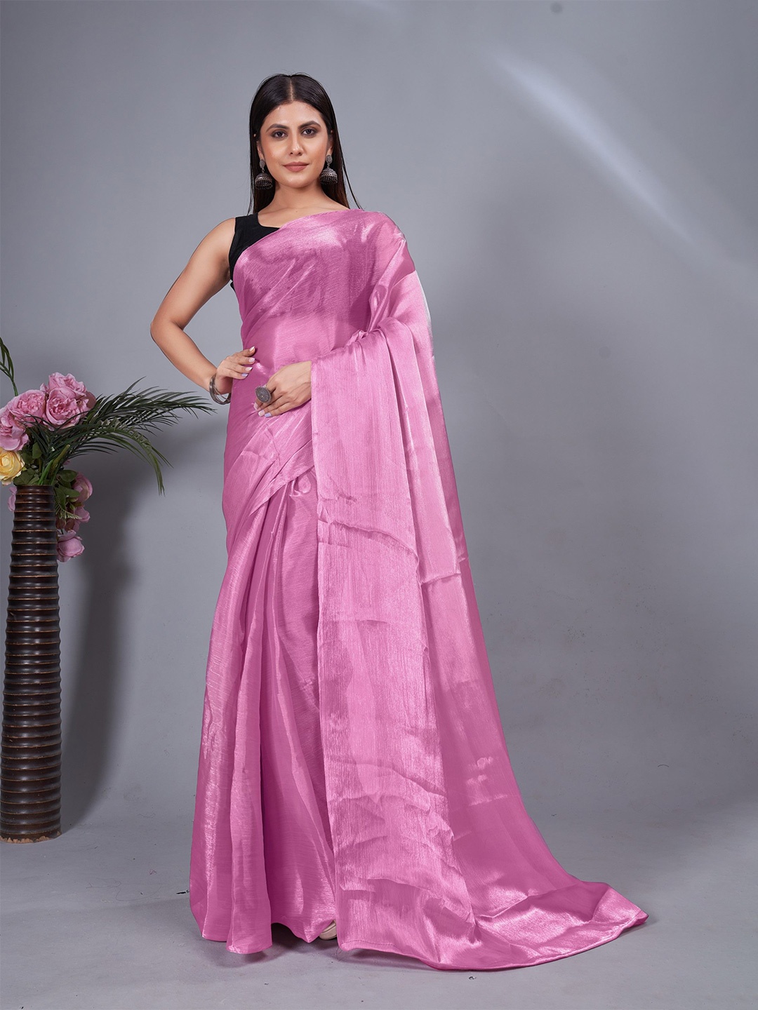 

Panzora Art Silk Ready to Wear Saree, Pink