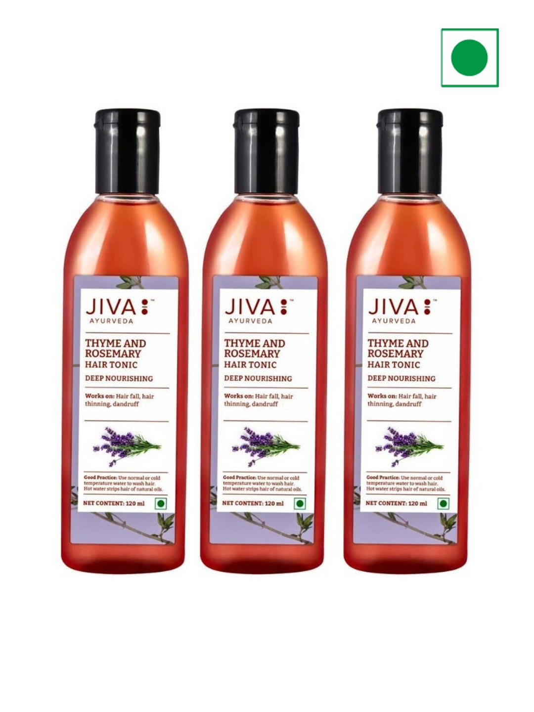 

Jiva Set Of 3 Thyme & Rosemary Hair Tonic - 120 ml Each, Orange