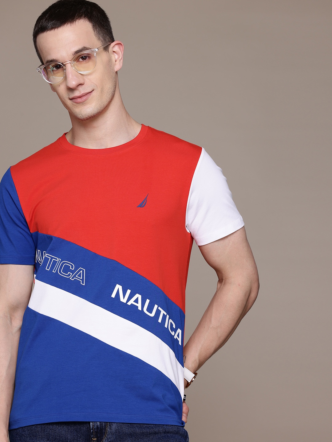 

Nautica Colourblocked T-shirt, Red