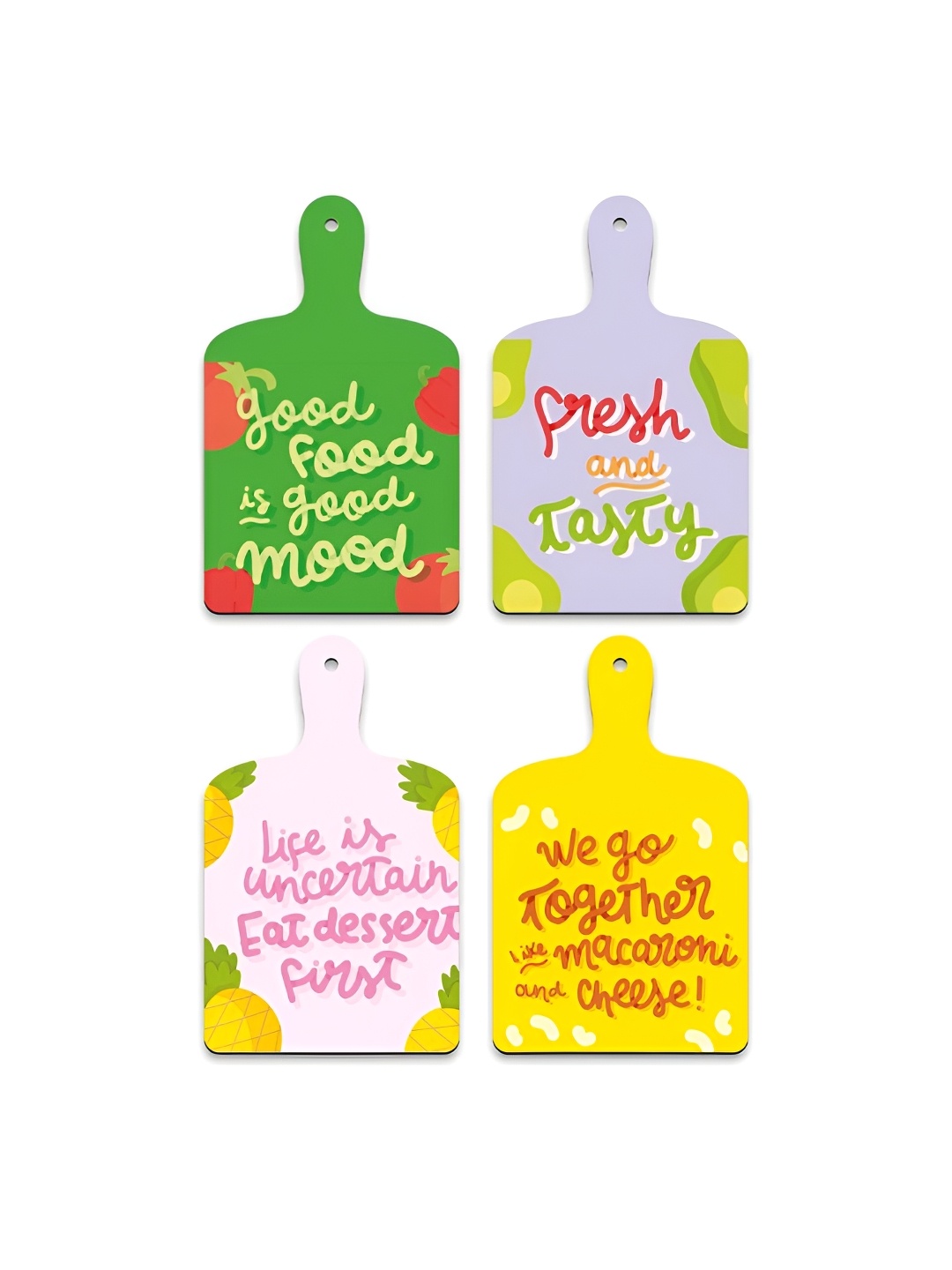 

CLAWCRAFTS Green & Pink 4 Pieces Quotes Printed Wooden Wall Art