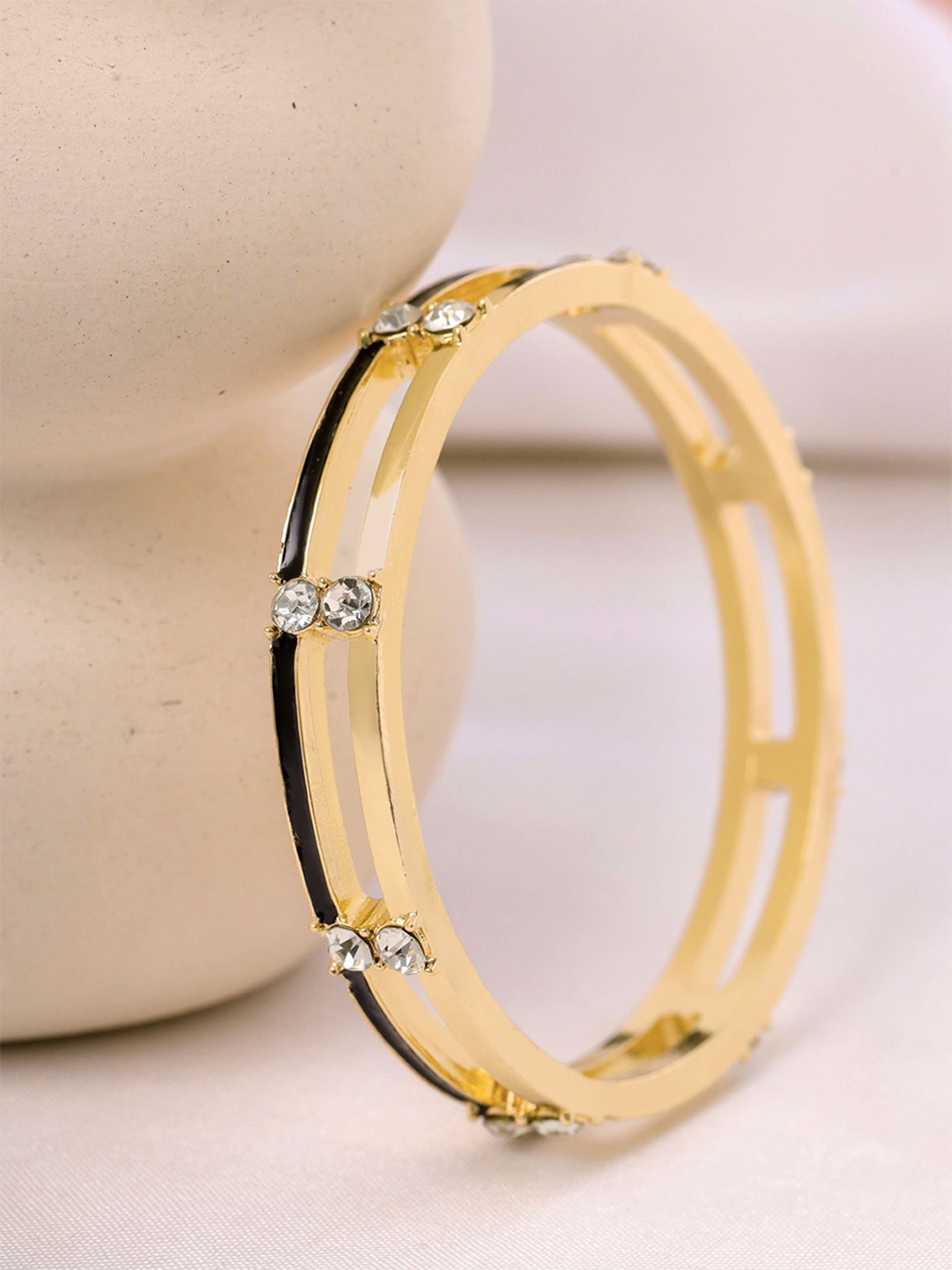 

Yellow Chimes Gold-Plated CZ Stone-Studded Bangle