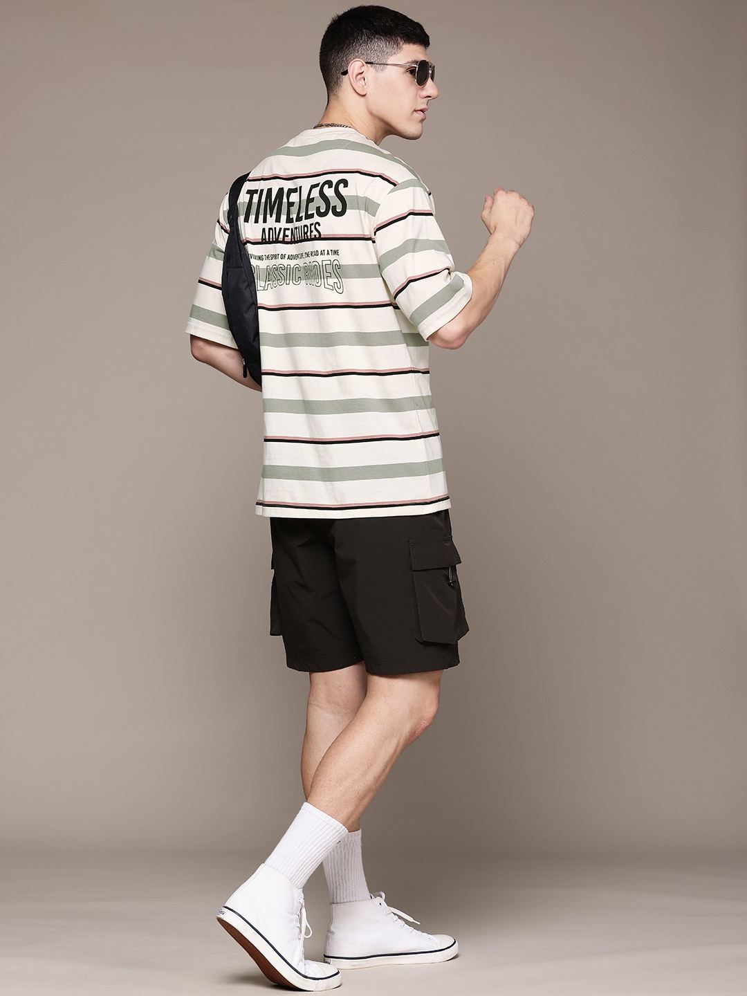 

The Roadster Lifestyle Co. Striped Oversized T-shirt, Cream