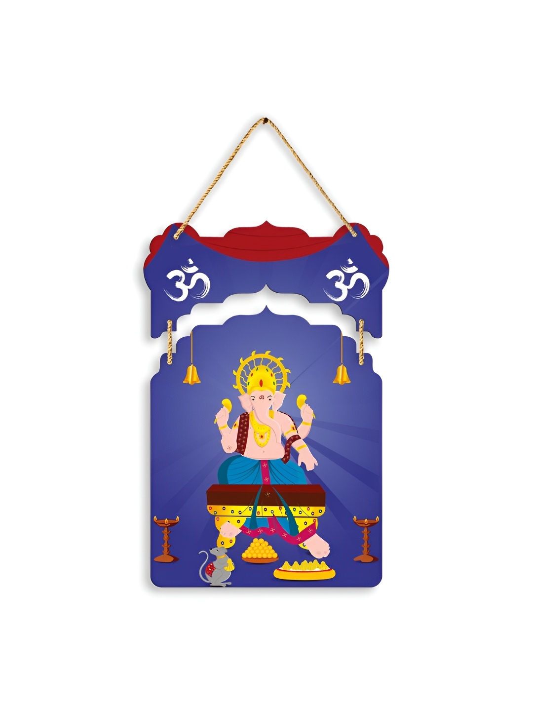 

CLAWCRAFTS Blue & Yellow Religious Wooden Wall Hanging