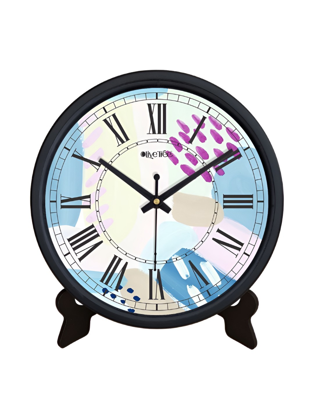 

OLIVE TREE Black & Blue Printed Contemporary Table Clock