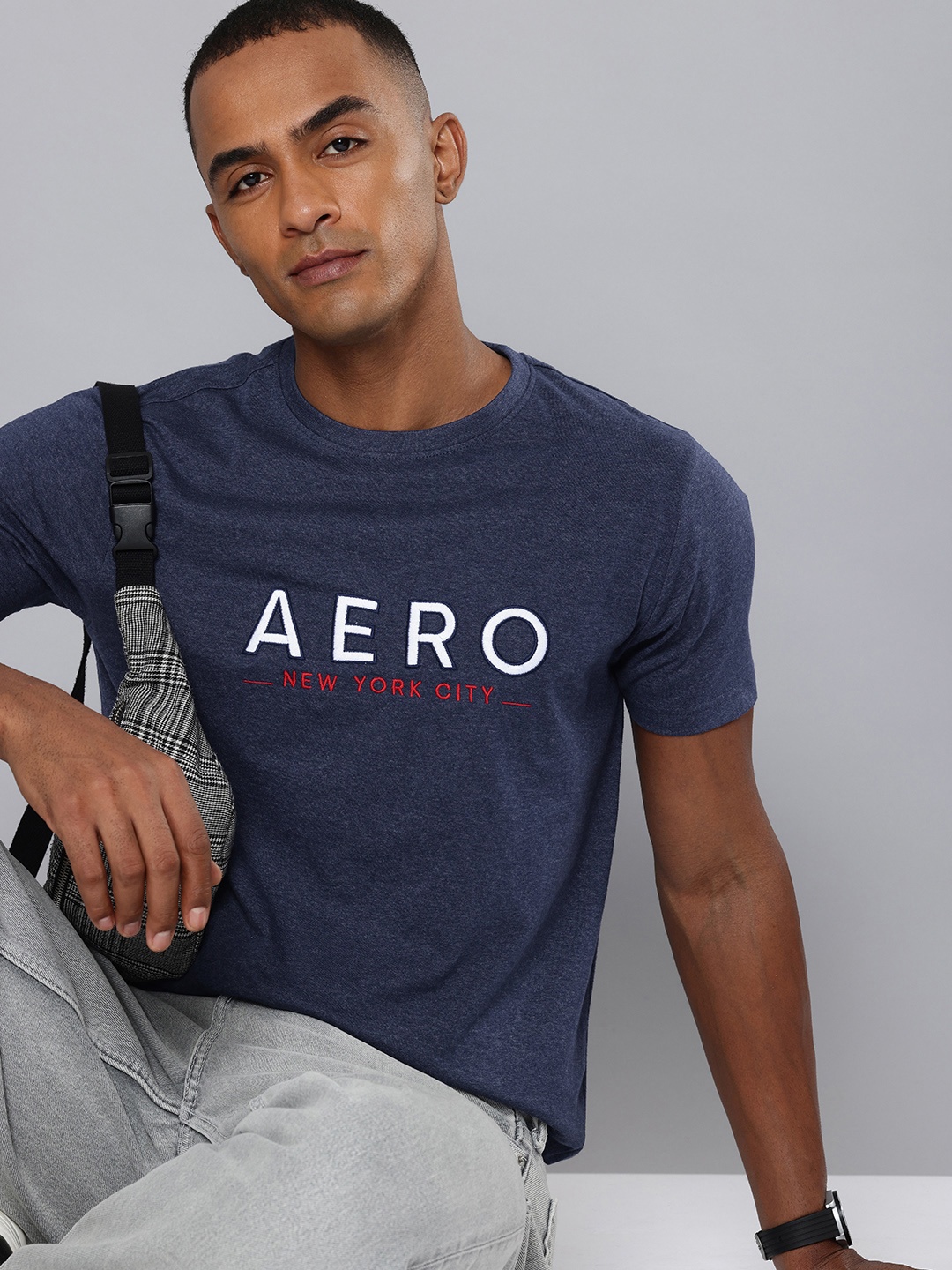 

Aeropostale Typography Embroidered T-shirt, Navy blue