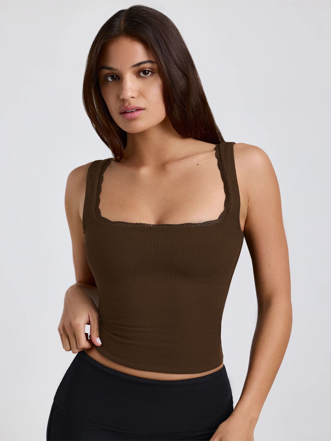 

HERE&NOW Crop Top, Coffee brown