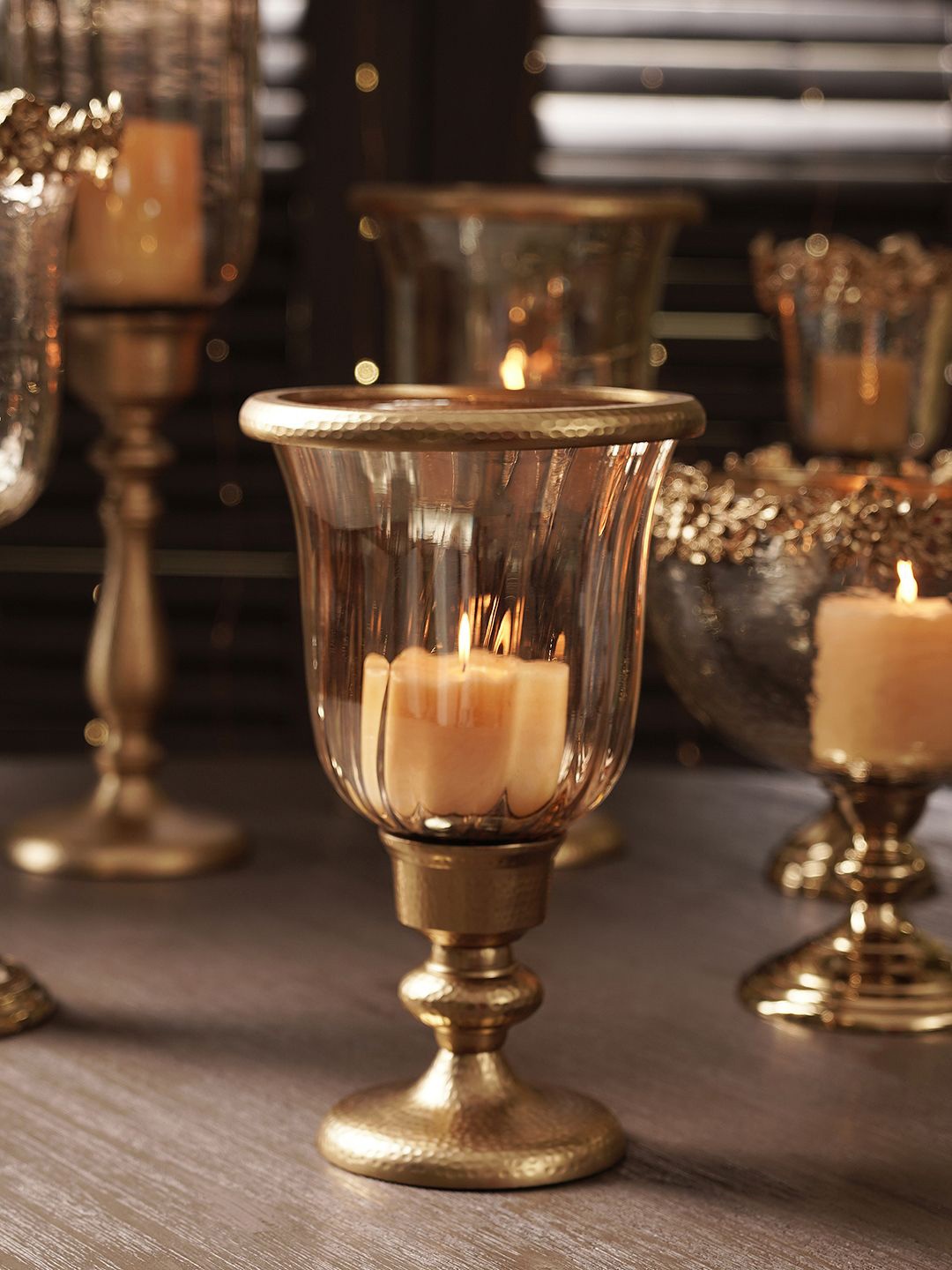 

Pure Home and Living Gold-Toned & Transparent Candle Holder