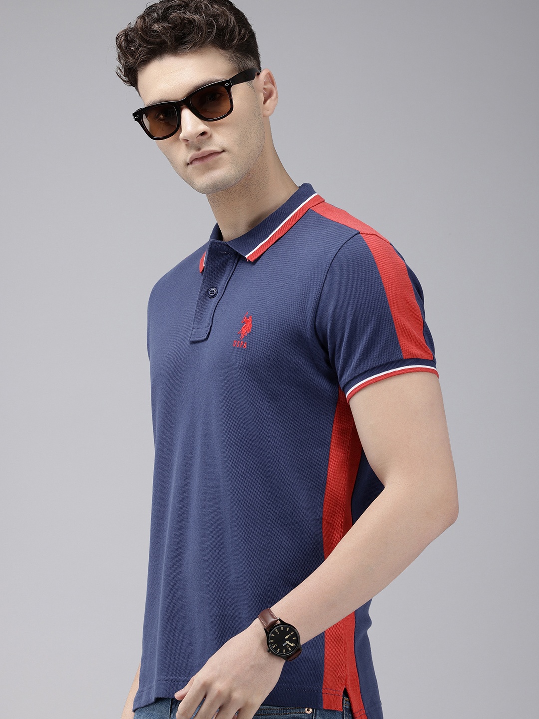 

U.S. Polo Assn. Polo Collar Pure Cotton Slim Fit T-shirt, Blue