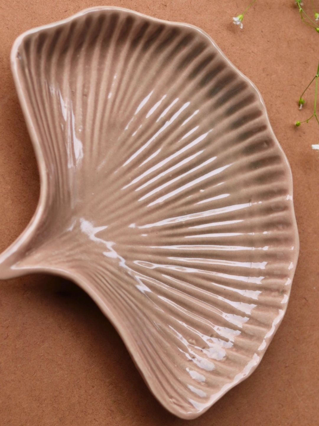

WEAVING HOMES Peach-Coloured 1 Pieces Printed Ceramic Food Platter