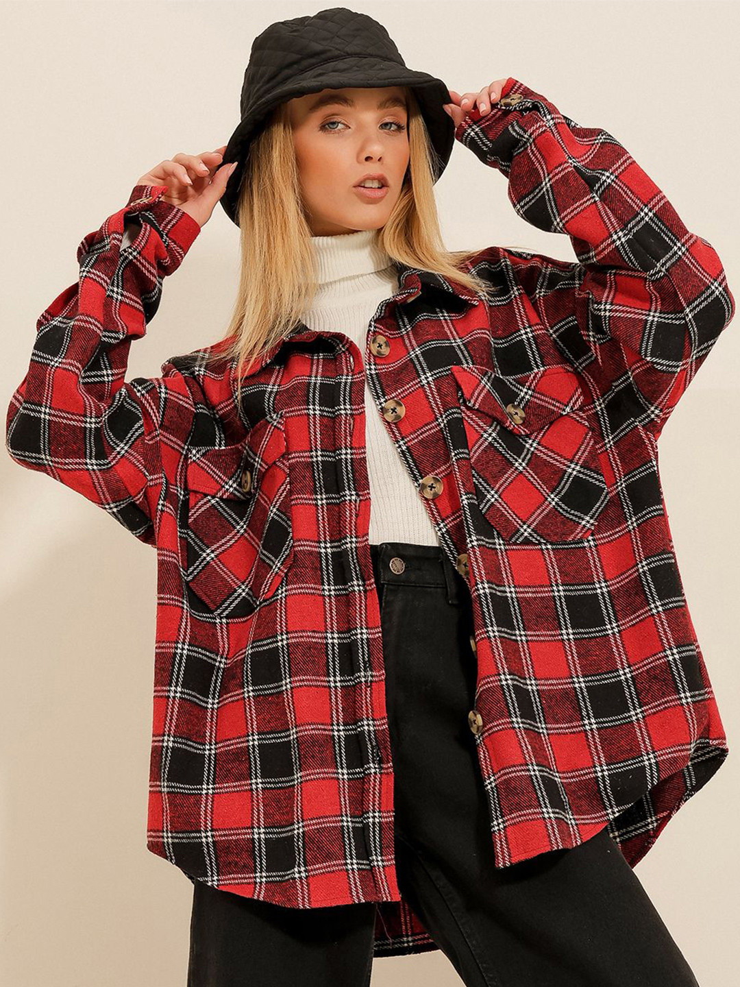 

Trend Alacati stili Women Tartan Checks Opaque Checked Casual Shirt, Na