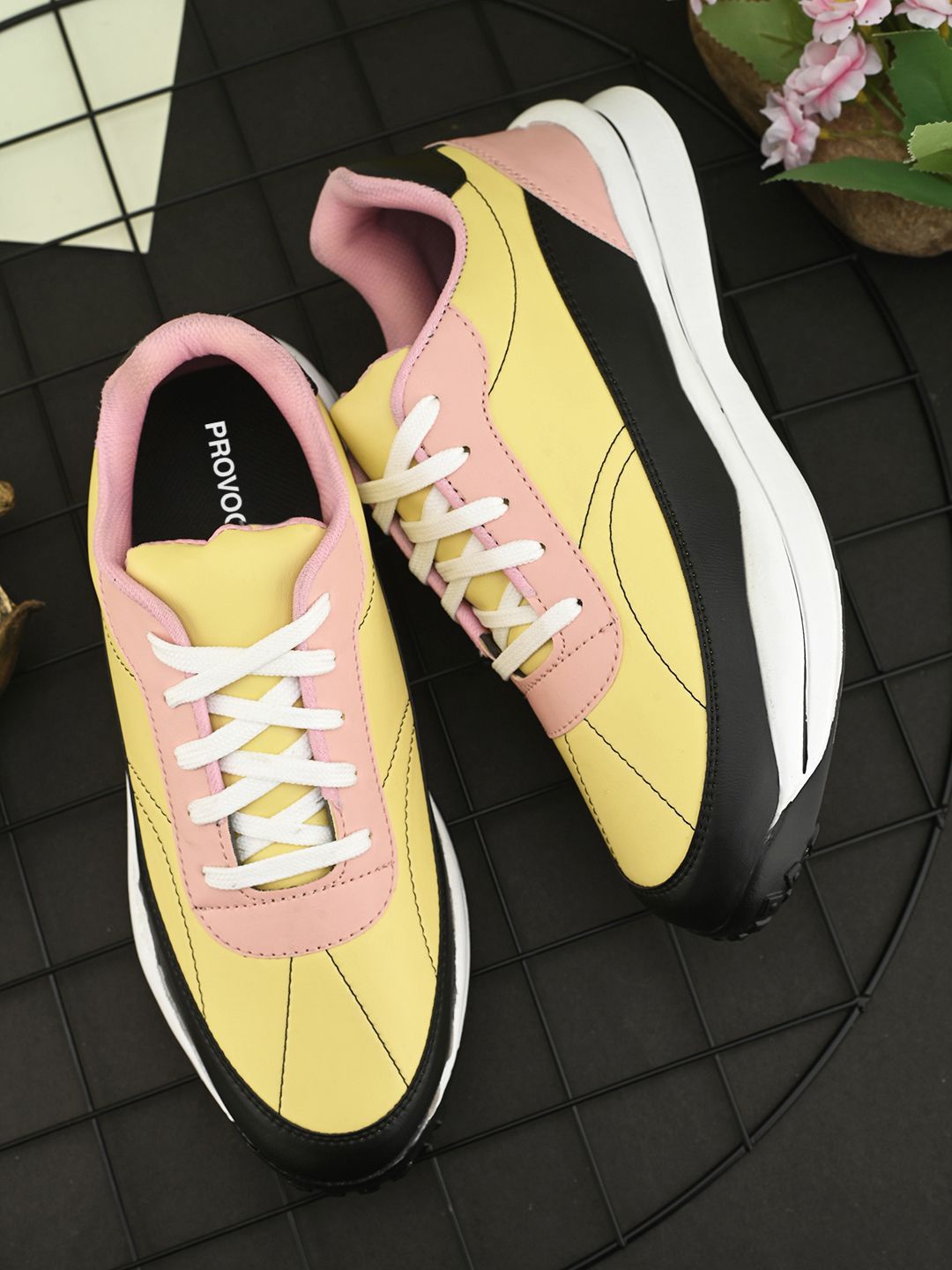 

Provogue Men Colourblocked Smart Casual Sneakers, Yellow