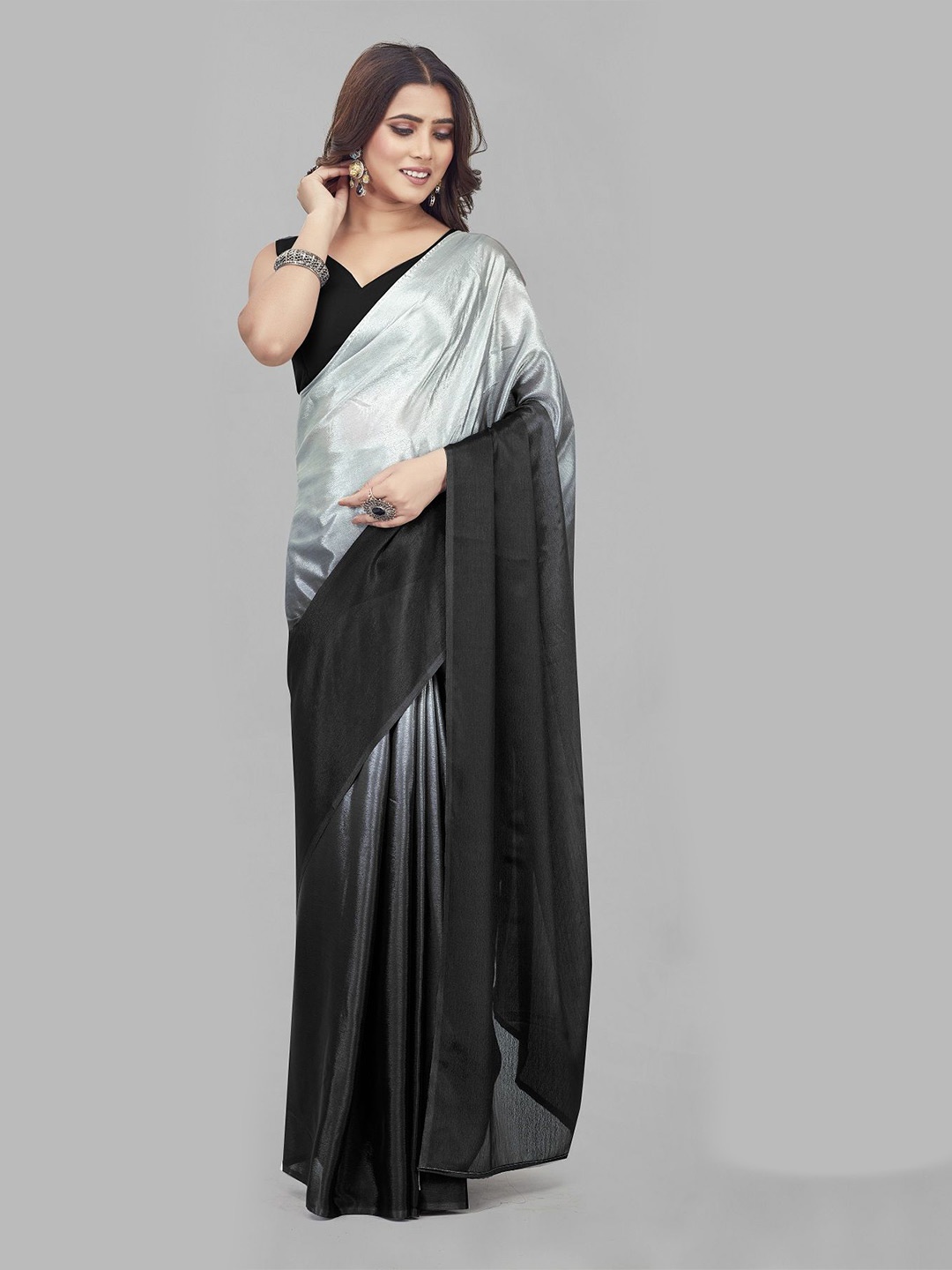 

Aika Pure Chiffon Ready to Wear Saree, Black