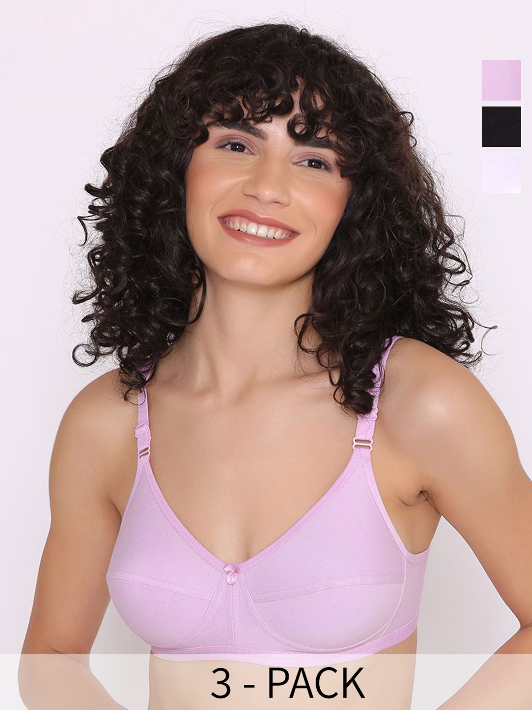 

INKURV Solid Full Coverage Non Padded Non-Wired Bra, White