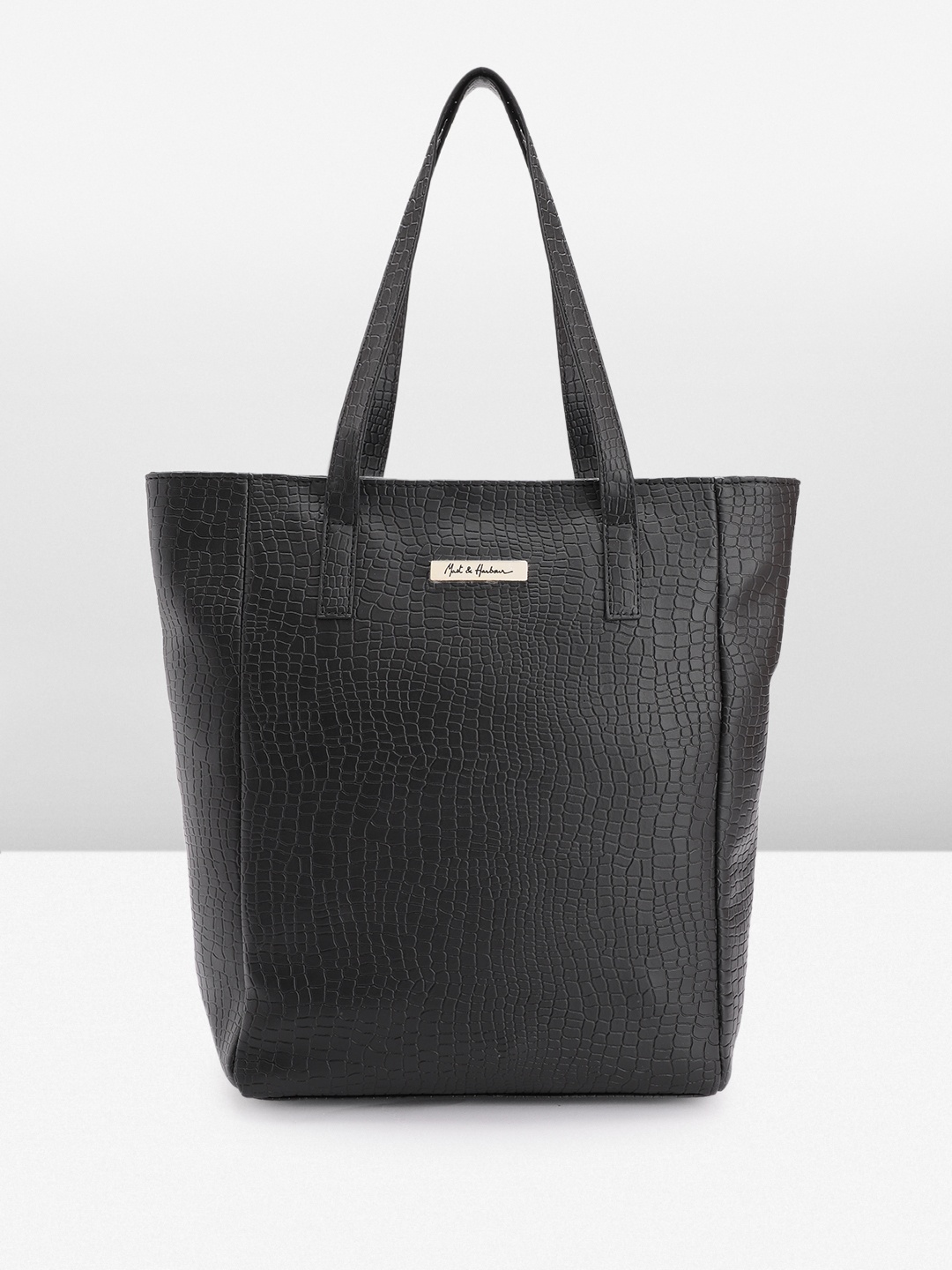 

Mast & Harbour Croc Textured Structured Shoulder Bag, Black