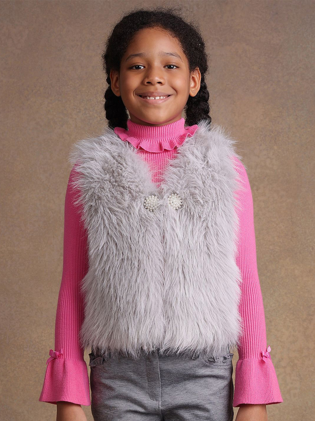 

One Friday Girls Party Button Shrug, Grey