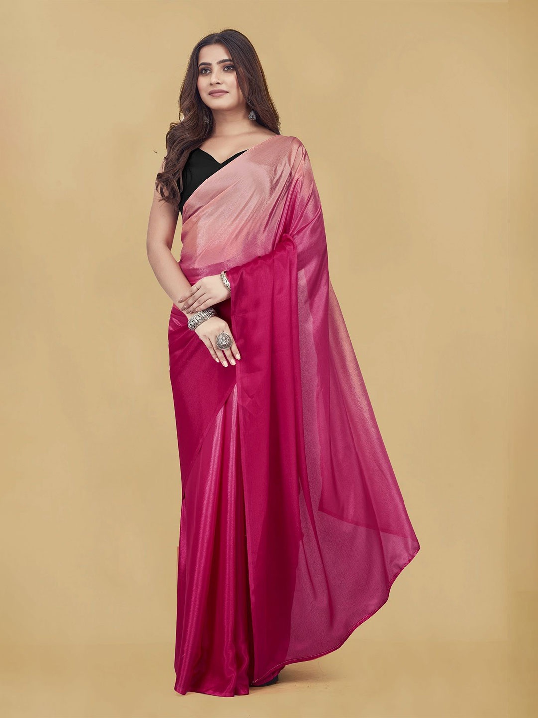 

APNISHA Ombre Pure Chiffon Ready to Wear Saree, Pink