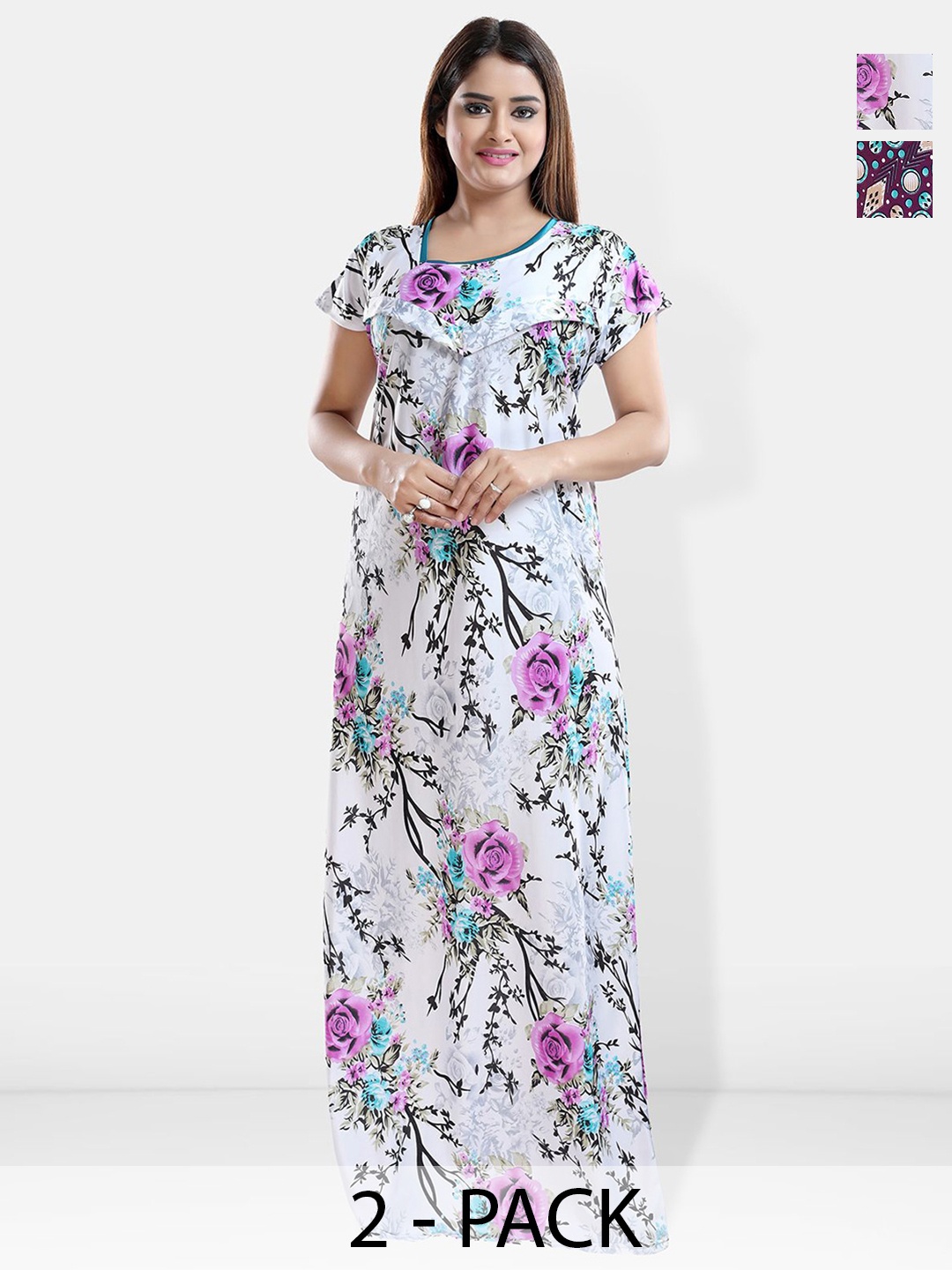 

Be You Printed Maxi Nightdress, Purple