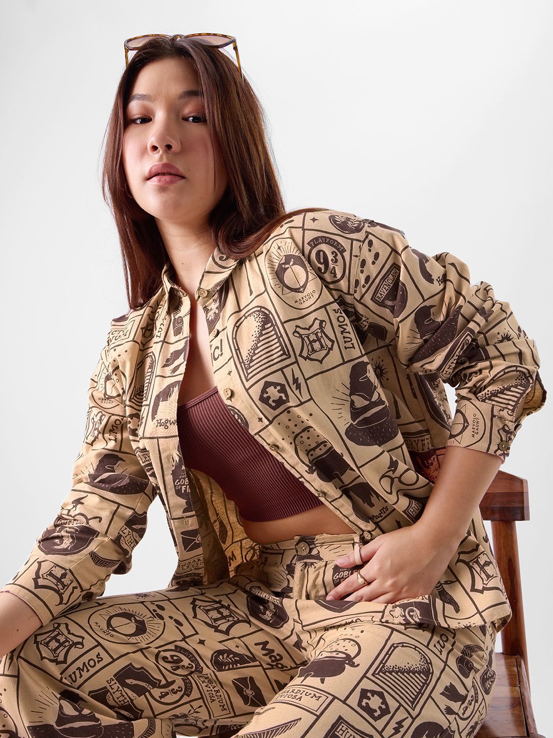 

The Souled Store Women Opaque Printed Casual Shirt, Beige