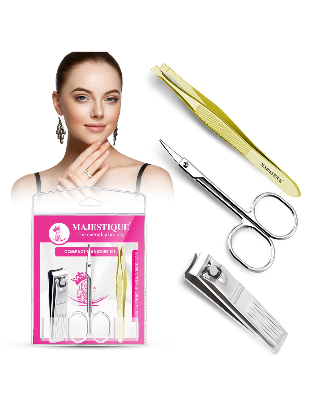

MAJESTIQUE Manicure & Beauty Tool Kit For Nail And Face Grooming, Multi