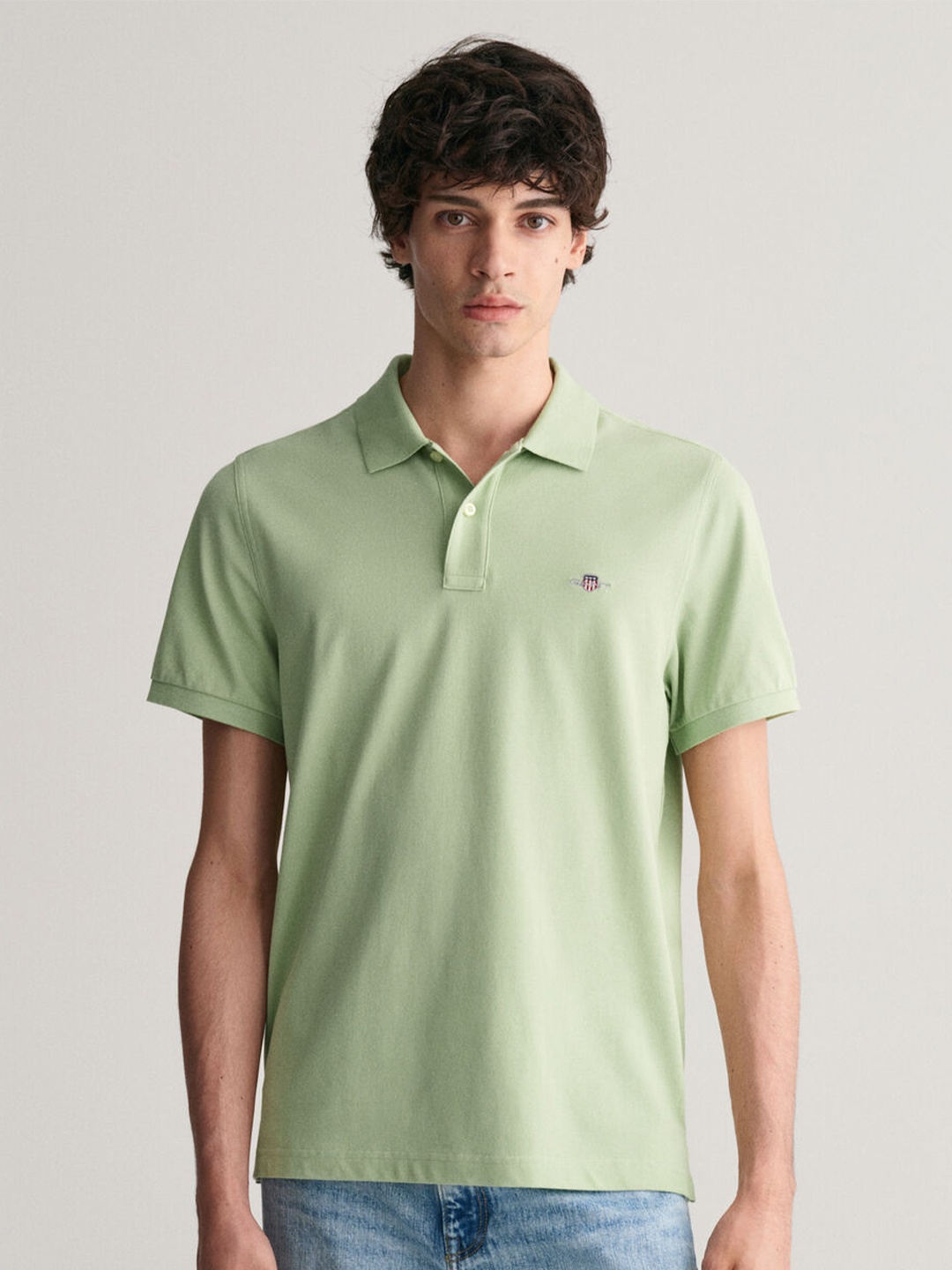 

GANT Solid Polo Neck Regular Fit T-Shirt, Green