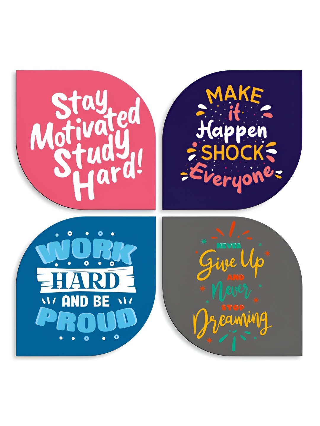 

CLAWCRAFTS Blue & Purple 4 Pieces Quotes Printed Hanging Wooden Wall Art