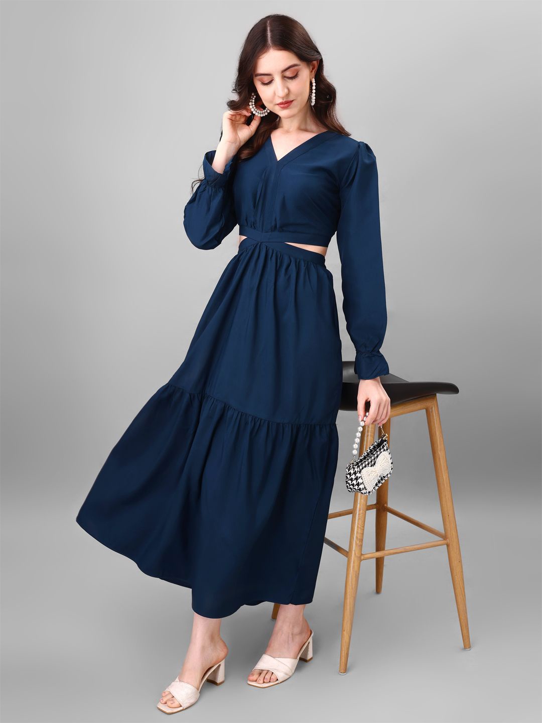 

Femvy Fit & Flare Maxi Dress, Blue