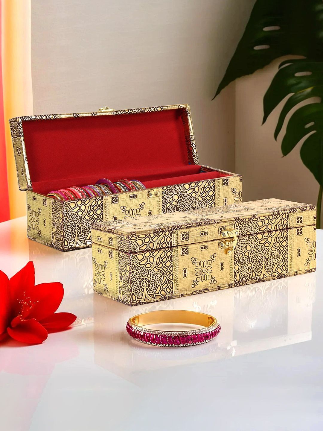 

Kuber Industries Gold-Toned Set of 2 Regular Jewellery Organiser Organisers