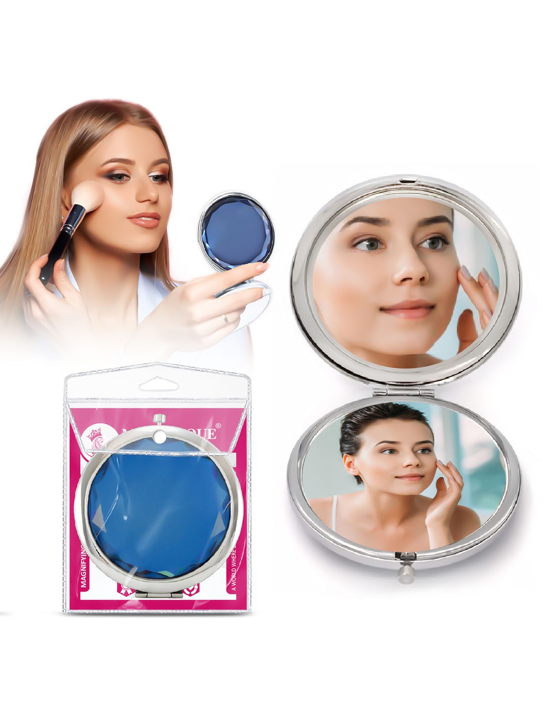 

MAJESTIQUE Double Sided Travel Makeup Compact Mirror, Multi