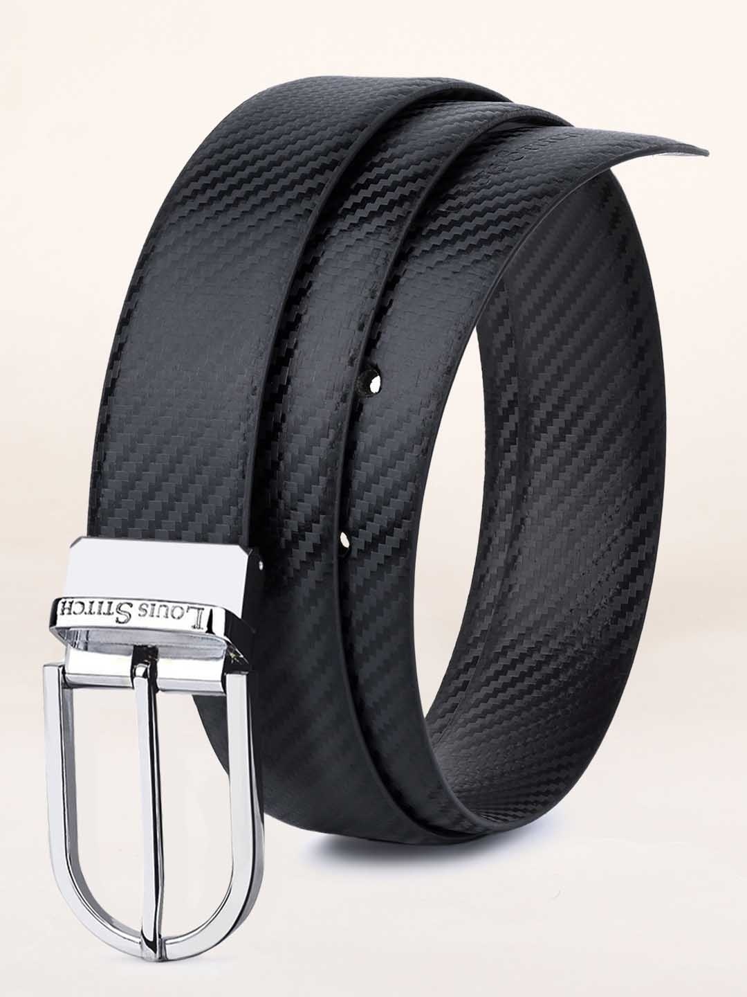 

LOUIS STITCH Men Black Textured Formal Belt