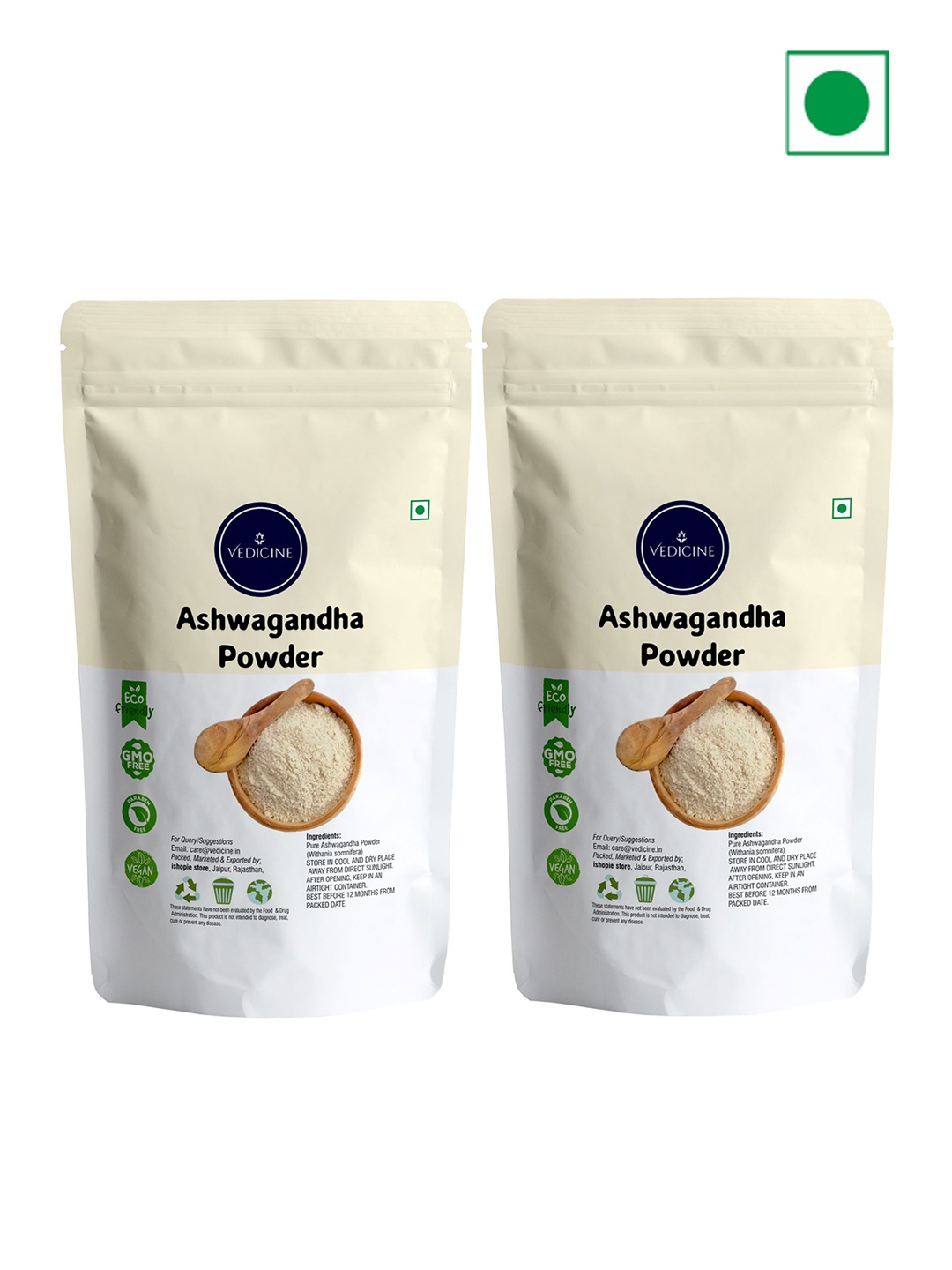 

VEDICINE Set Of 2 Ashwagandha Powder- 150g Each, Brown