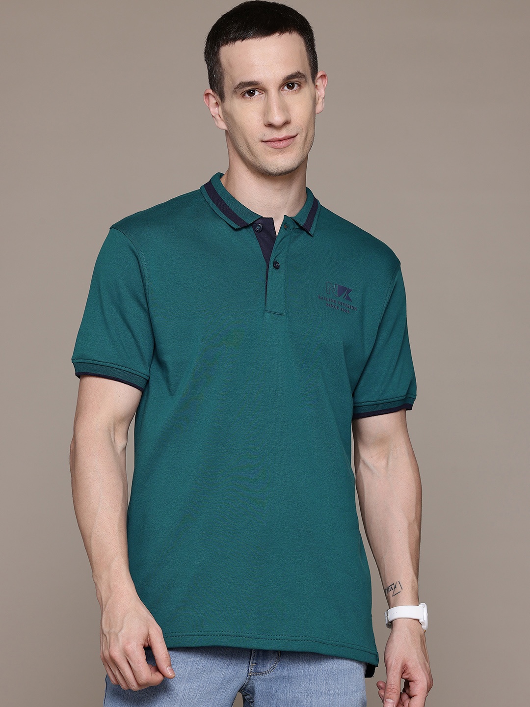 

Nautica Polo Collar Pure Cotton T-shirt, Teal