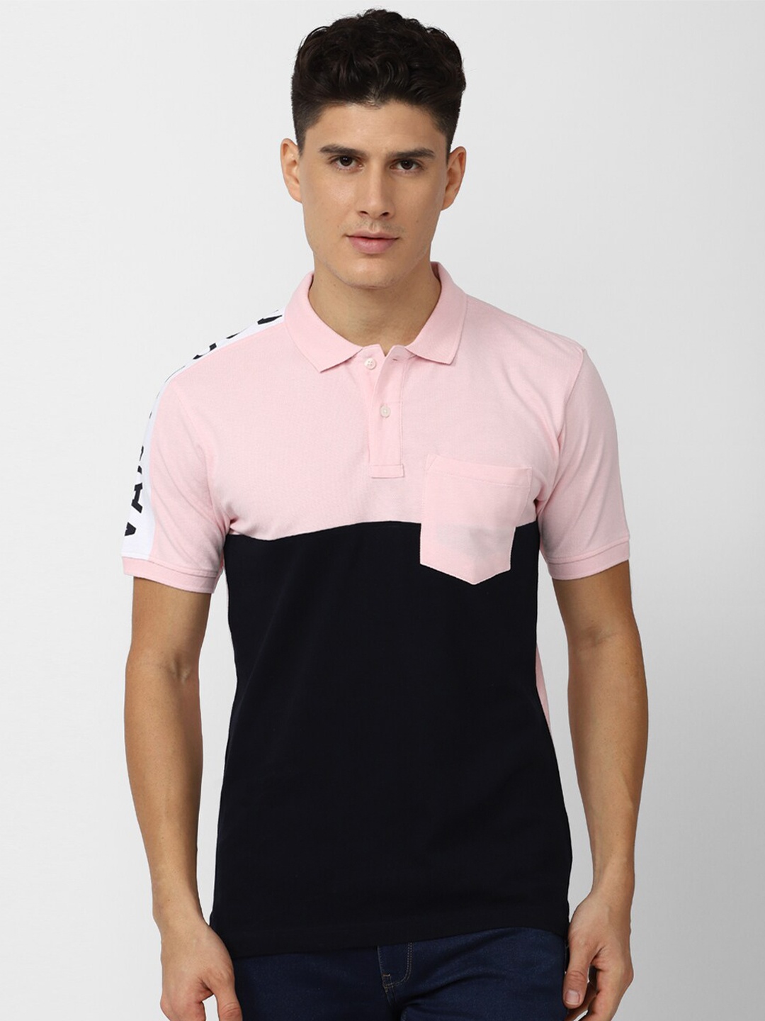 

Van Heusen Sport Colourblocked Polo Collar Cotton T-Shirt, Pink