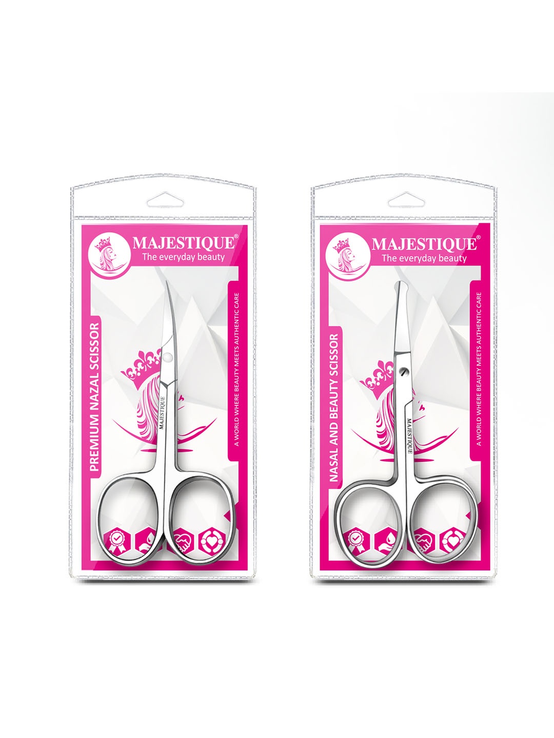 

MAJESTIQUE Set Of 2 Facial Hair Scissors, Silver