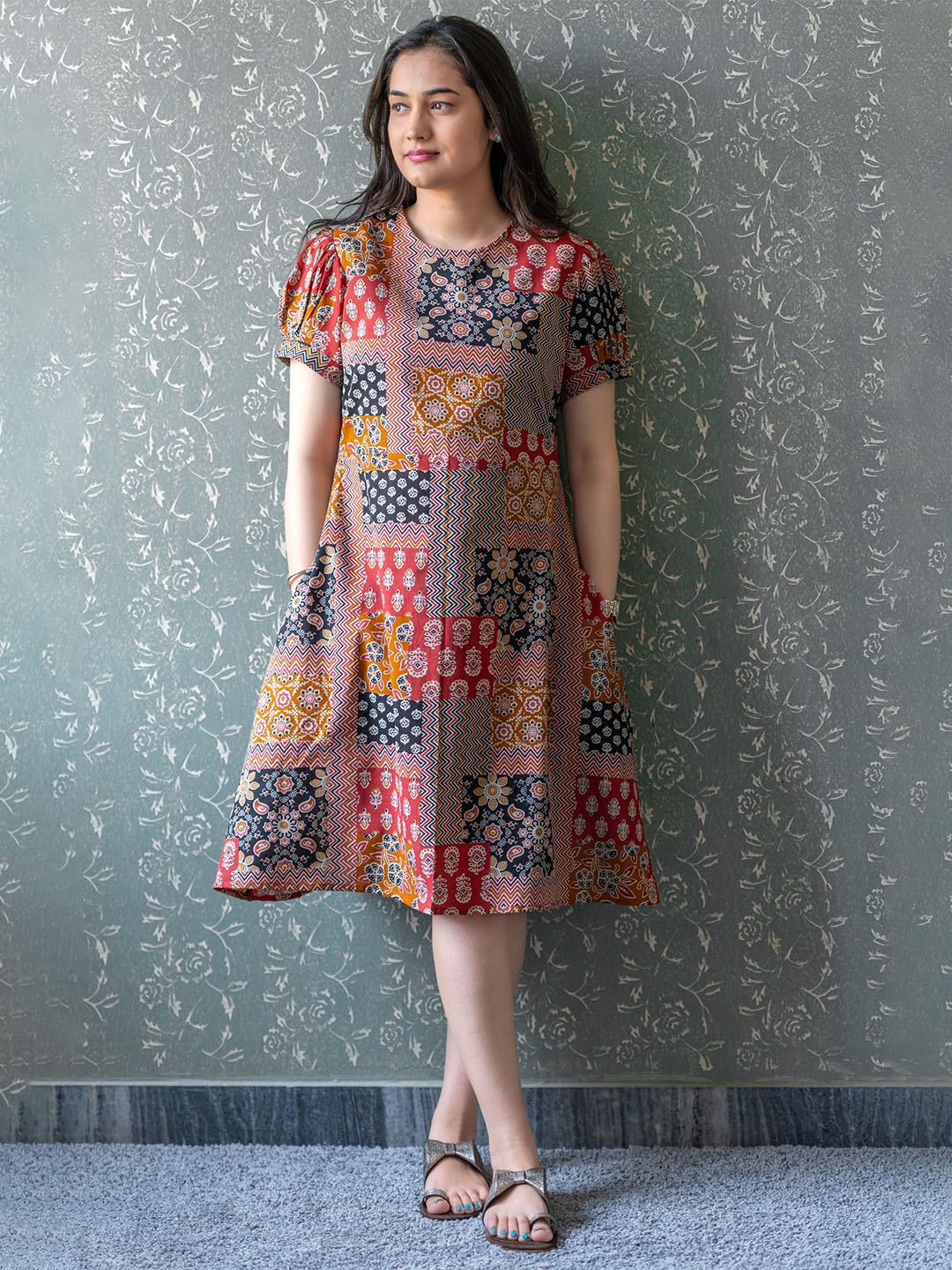 

JAIPURI BUNAAI Floral Print A-Line Dress, Multi