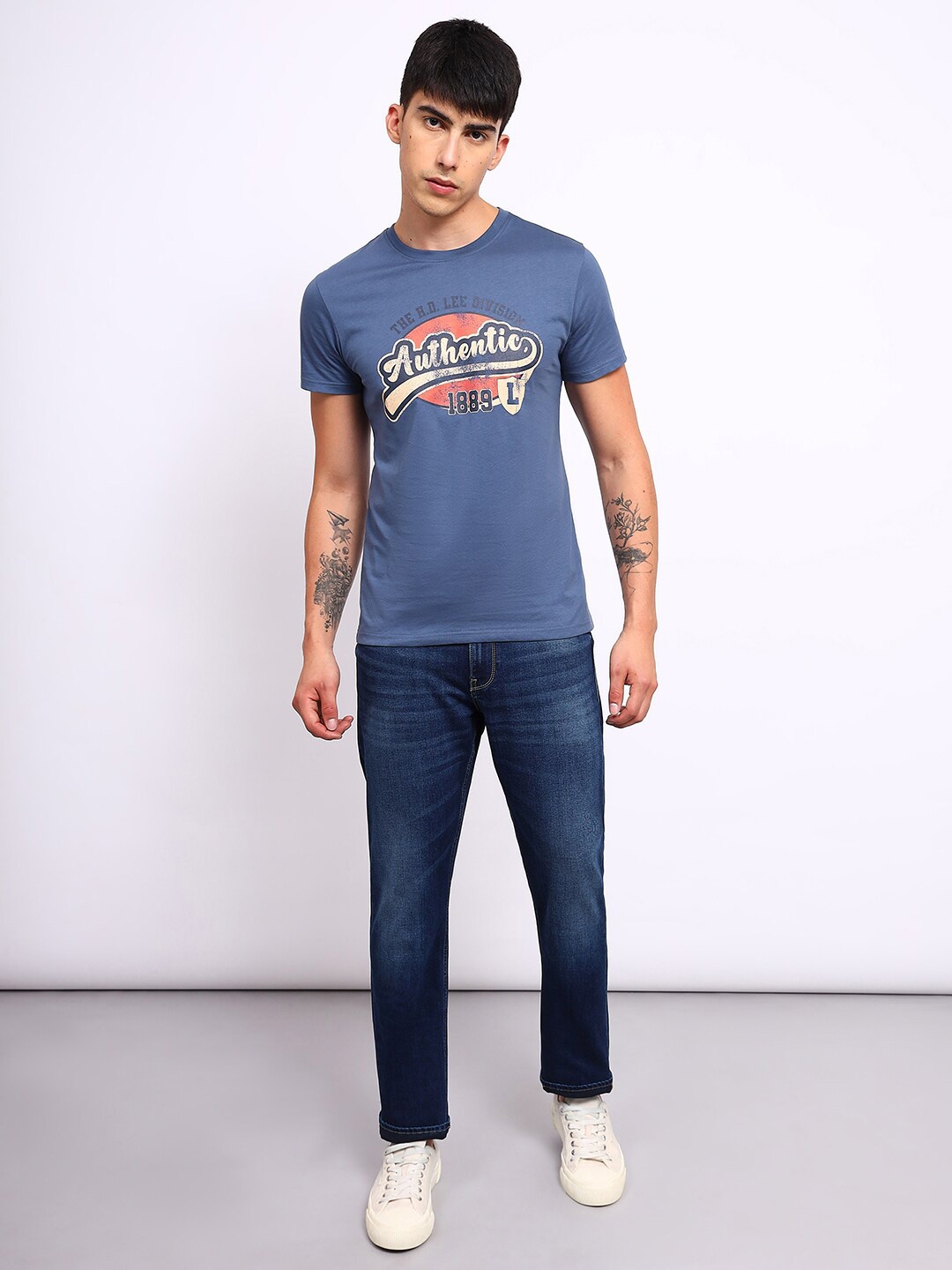 

Lee Typography Printed Cotton Slim Fit T-shirt, Blue