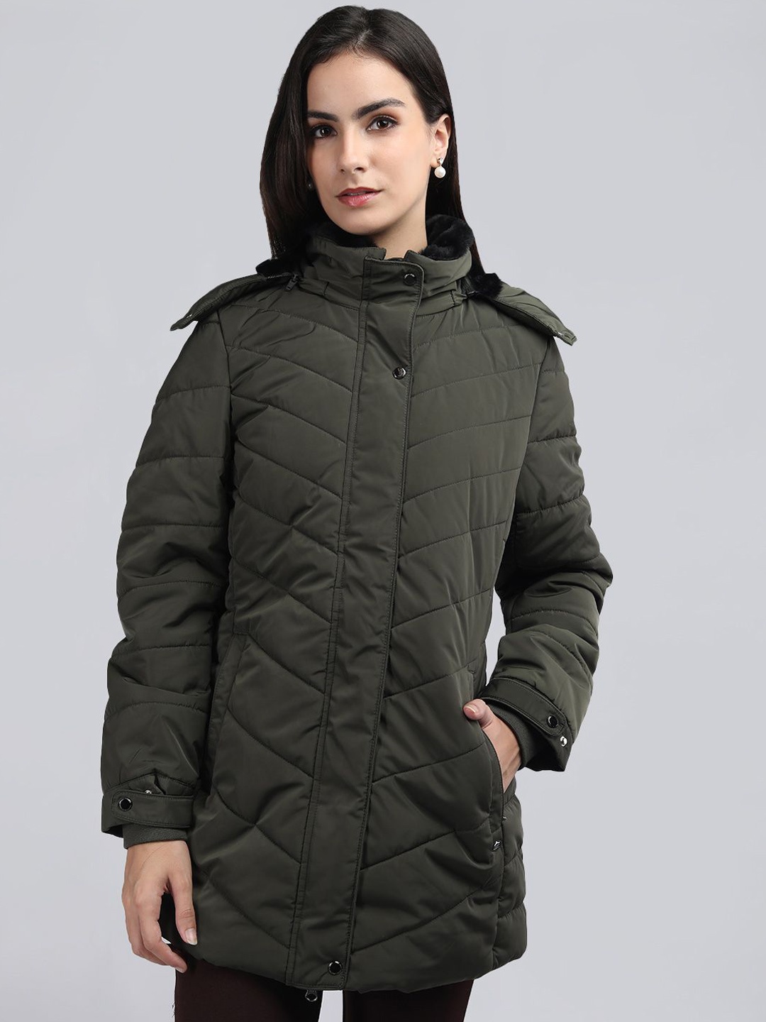 

LURE URBAN Women Outdoor Puffer Jacket, Olive