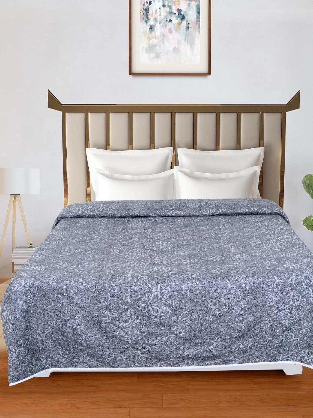 

RD TREND Grey & White Floral Printed Microfiber AC Room 150 GSM Double Bed Dohar