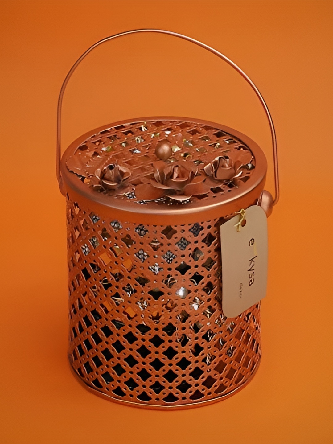 

e kysa Yellow Self-Design Metal Basket Organisers, Gold