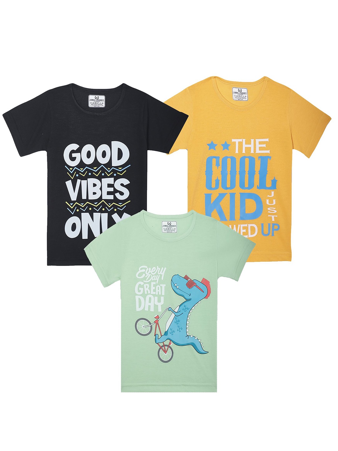 

VIMAL JONNEY Kids Typography 3 Printed Applique T-shirt, Multi