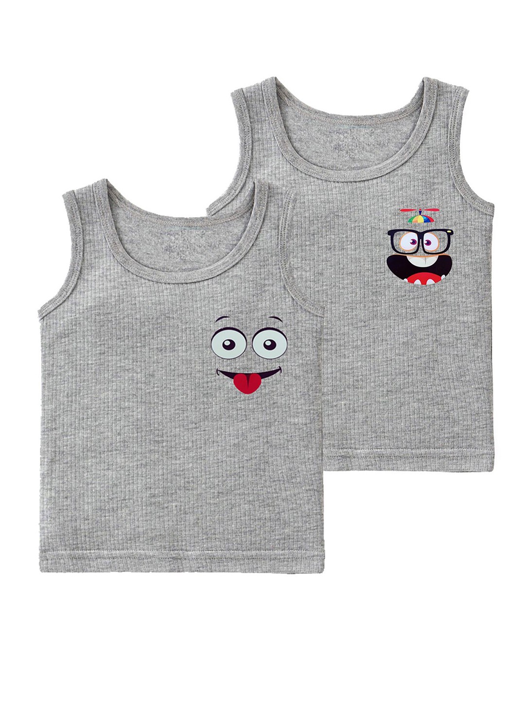 

BAESD Kids Pack Of 2 Printed Cotton Thermal Vest, Grey