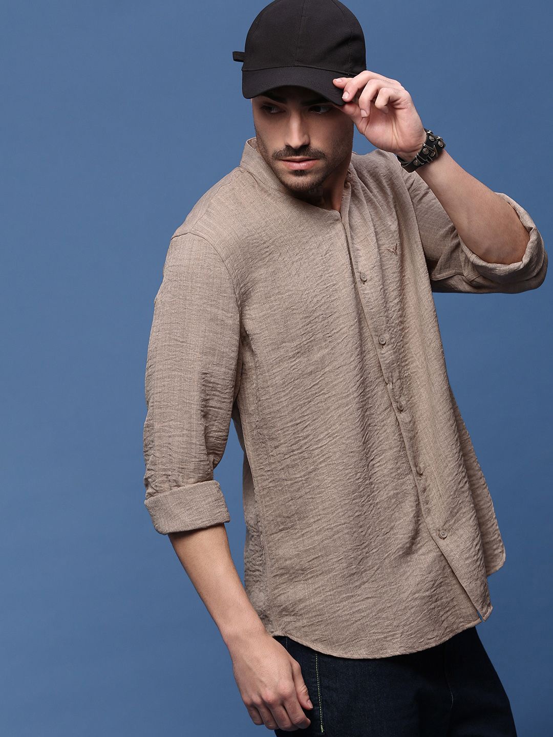 

SHOWOFF Men Standard Slim Fit Opaque Casual Shirt, Brown