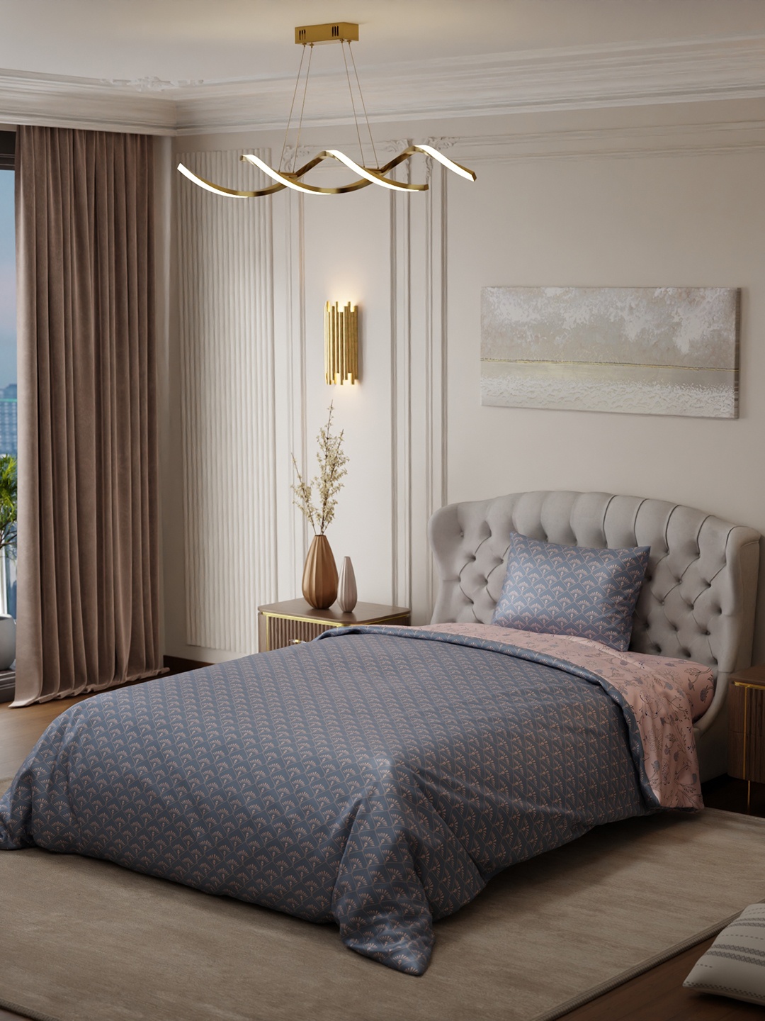 

Stoa Paris Elegance Peach Floral AC Room 150 GSM Single Bed Satin Comforter