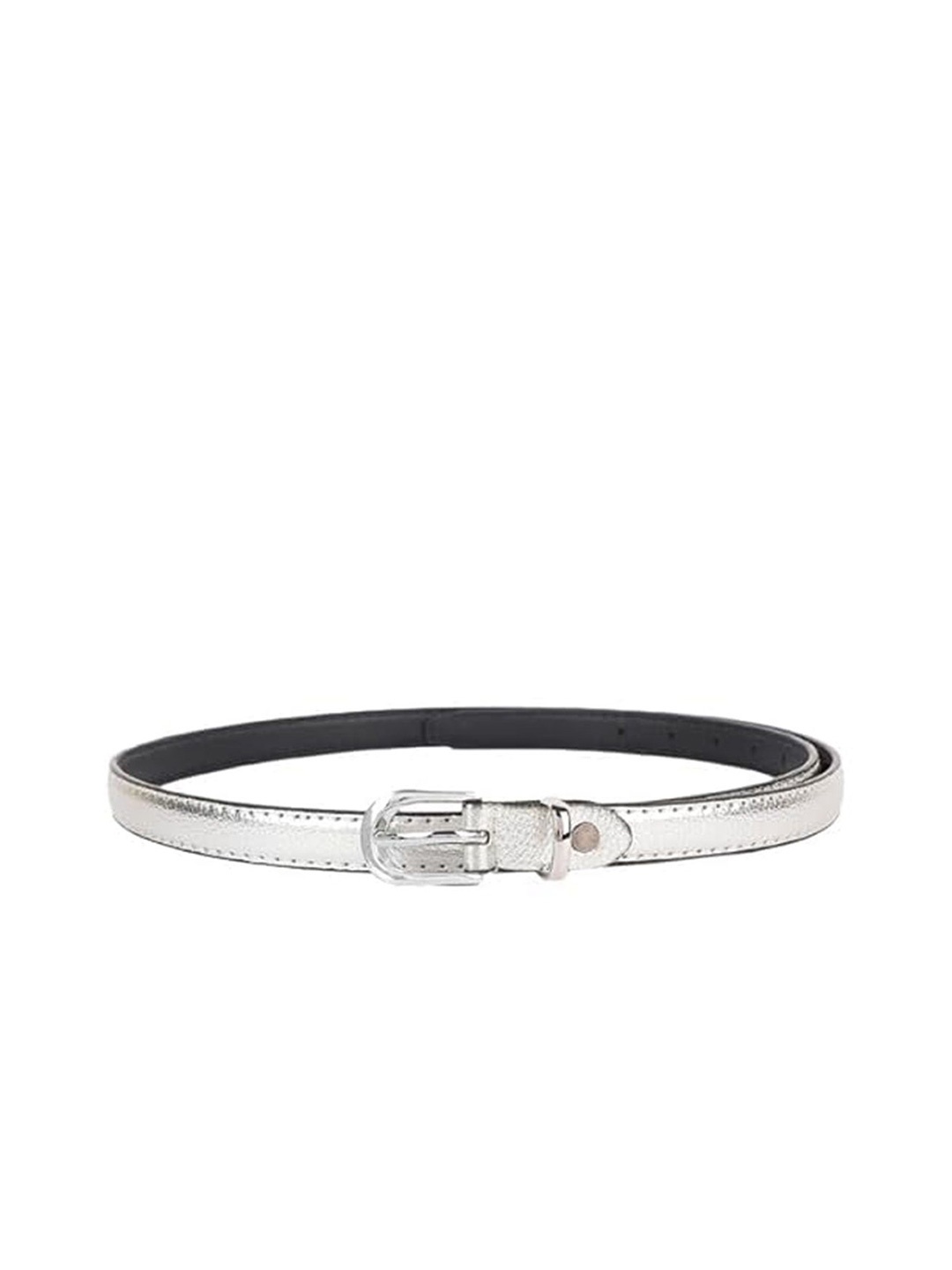 

SAZARA Women Leather Belt, Silver