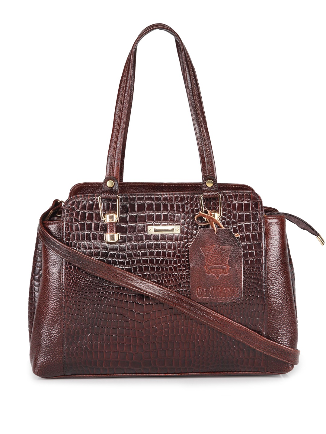 

GENWAYNE Textured Leather Structured Sling Bag, Brown